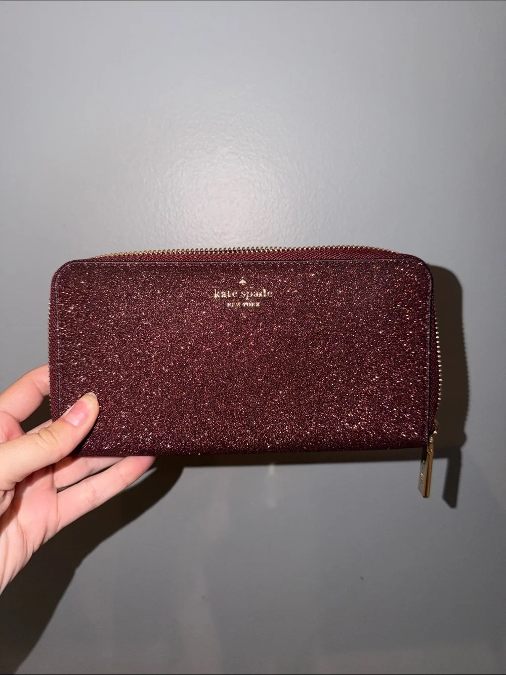 Kate Spade Shimmy Glitter Wallet in Deep Nova (NEVER USED)